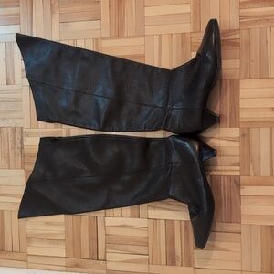 Sacha Too Leather Black Knee-High Women's Boots Size 10M